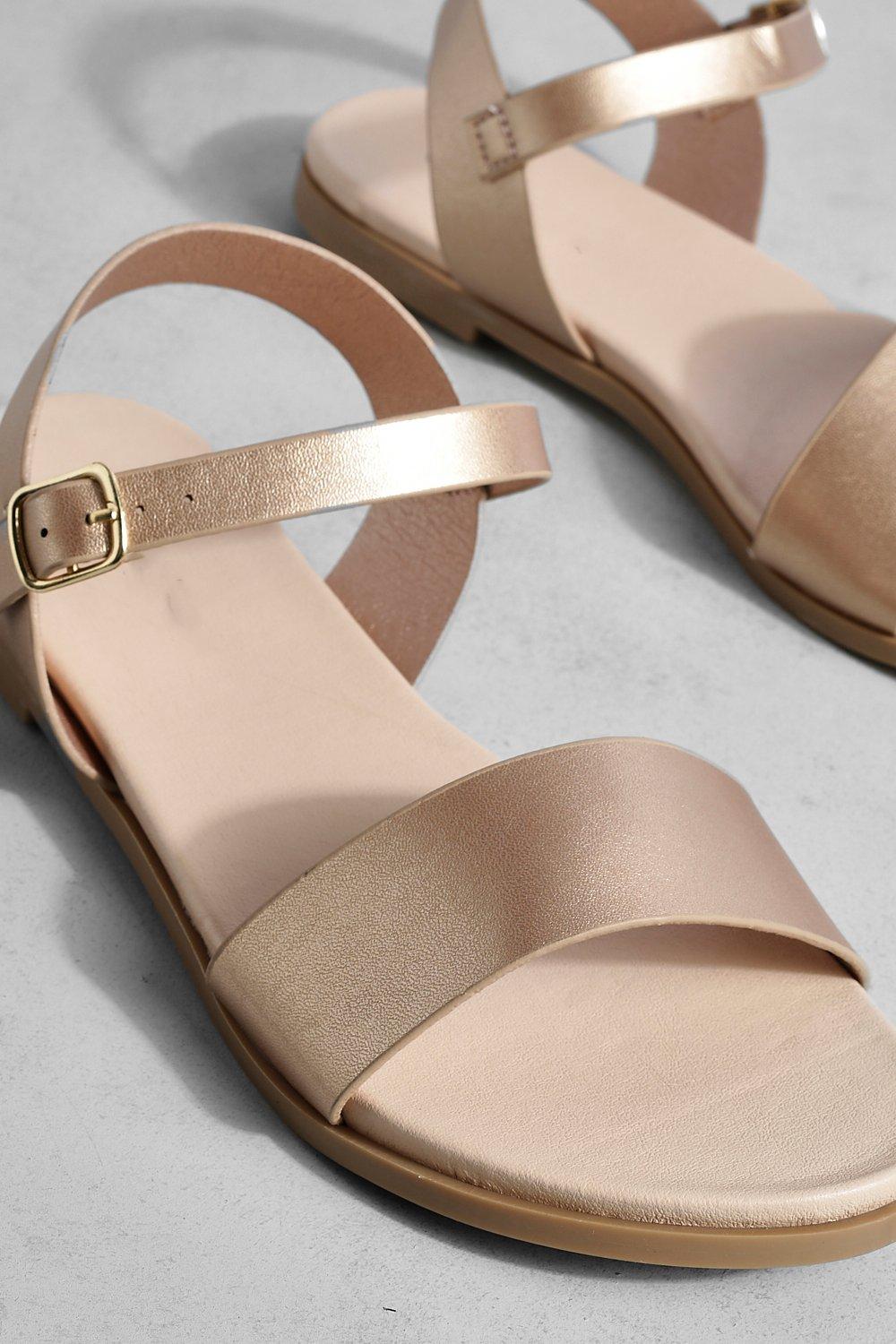 Wide Width Metallic Two Part Sandals